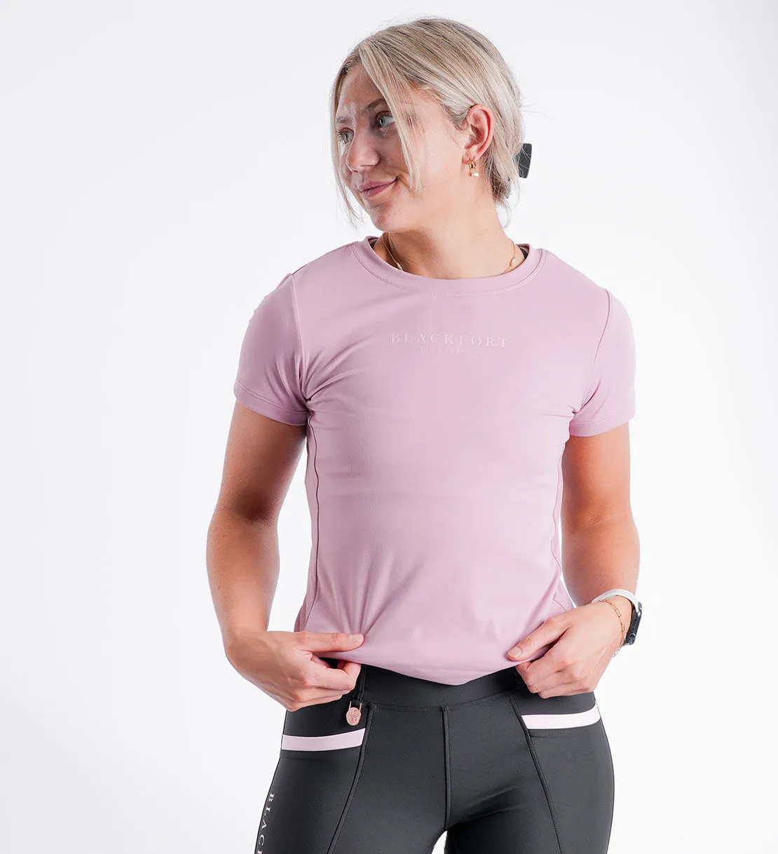 SportLuxe Mesh T Shirt - Blush Pink